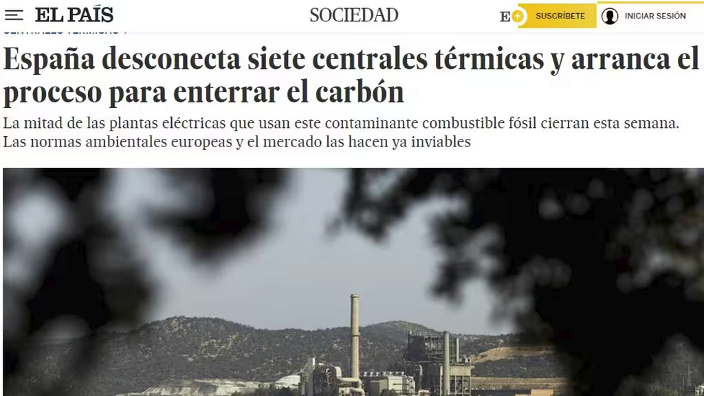 L&rsquo;Espagne proche de la fin des centrales à charbon
