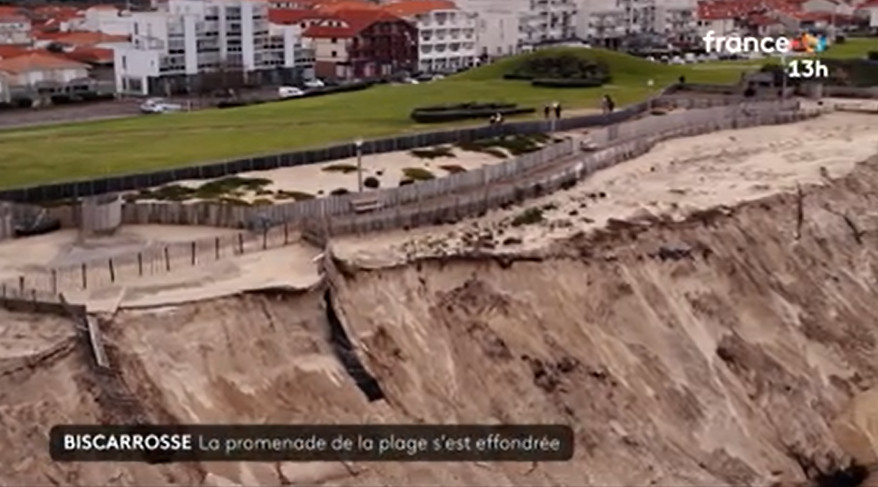 « L&rsquo;océan approche de plus en plus vite » : à Biscarosse, la promenade de la plage s&rsquo;est effondrée sous l&rsquo;effet de l&rsquo;érosion