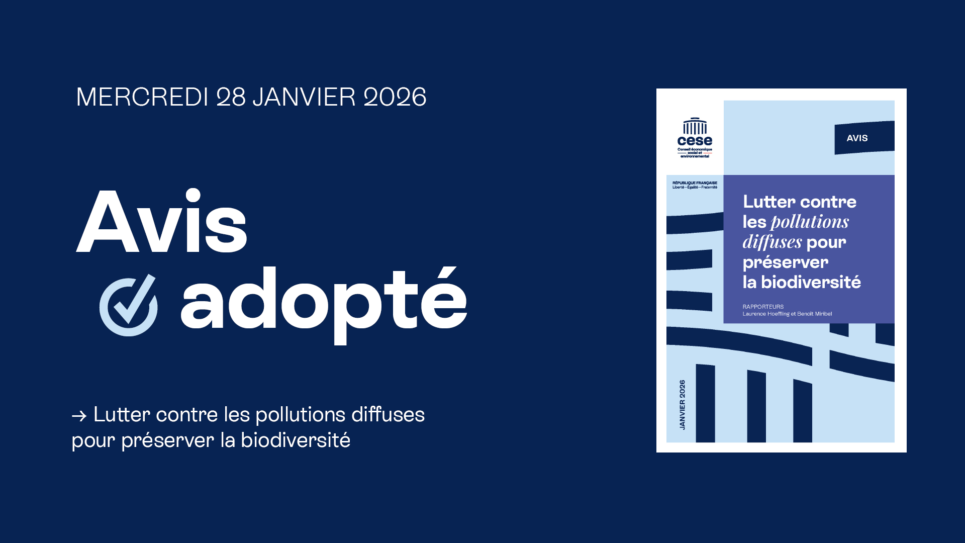 Avis adopté « Lutter contre les pollutions diffuses pour préserver la biodiversité »