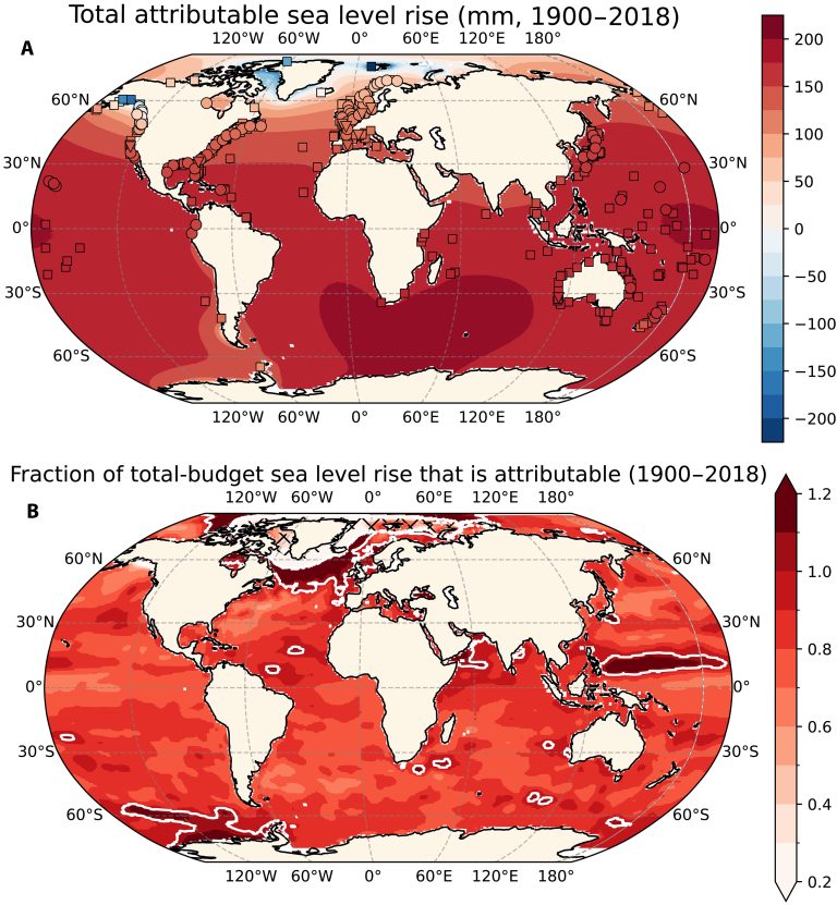 Human-caused sea level rise drives 21st-century worldwide water level extremes